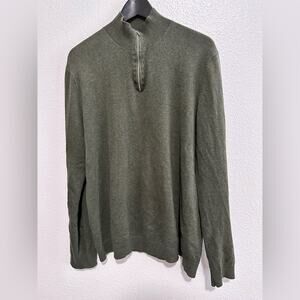 Topman Quarter Zip Funnel Neck Sweater Mens Size XL Green